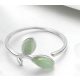 Inel fără mărime cu frunze verzi din argint