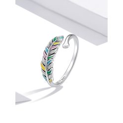 Inel fără mărime cu pană colorată din argint