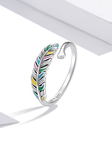 Inel fără mărime cu pană colorată din argint