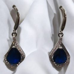   Cercei din argint „Picătură de Cristal Albastru Nocturn”