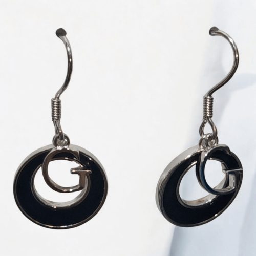 Cercei din argint „Monogramă grafică” – sistem push-back