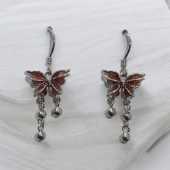   Cercei din argint „Monogramă grafică” cu sistem push-back